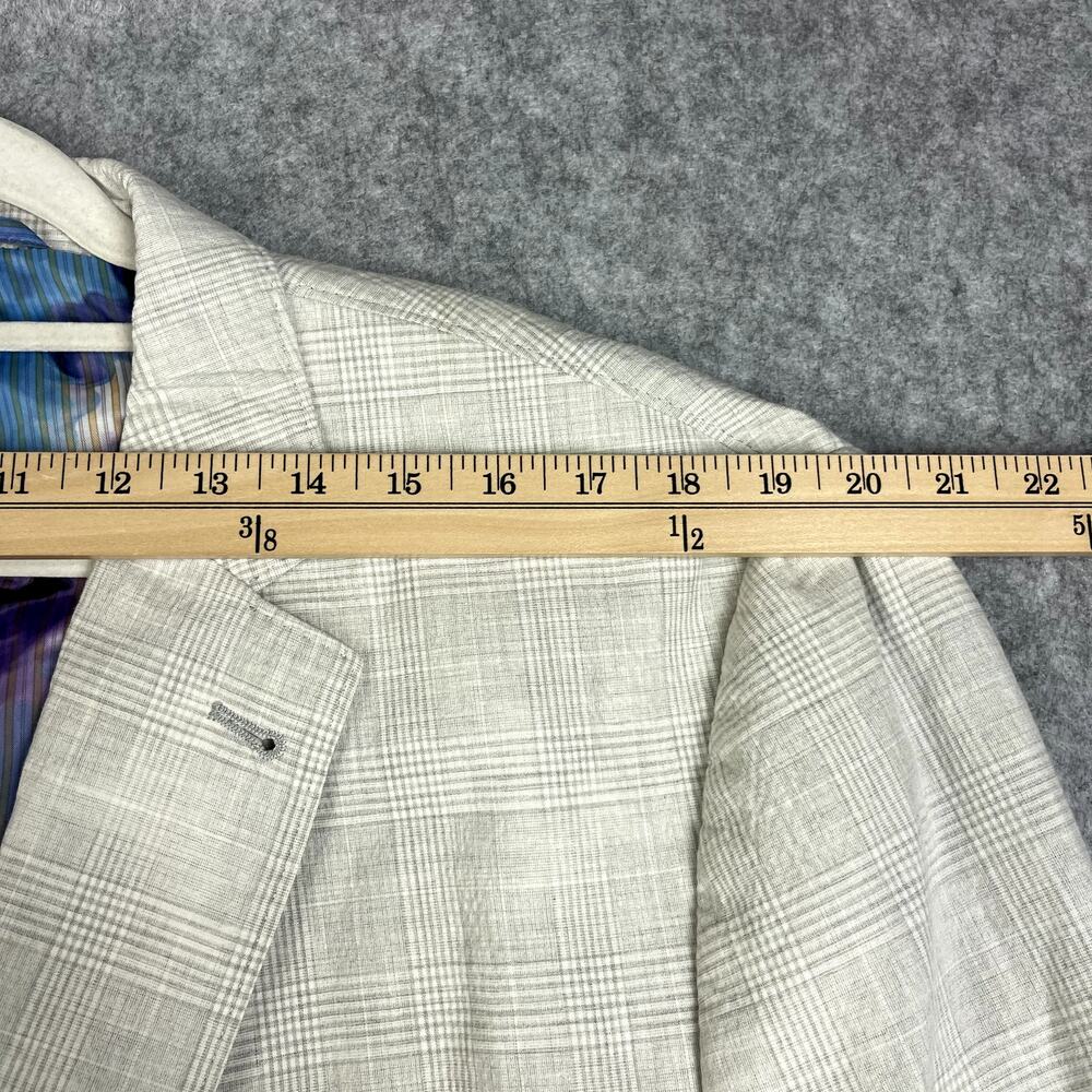 Kroon Seersucker Blazer Mens 48R Gray Glen Check Cotton Linen Unstructured - Picture 11 of 16